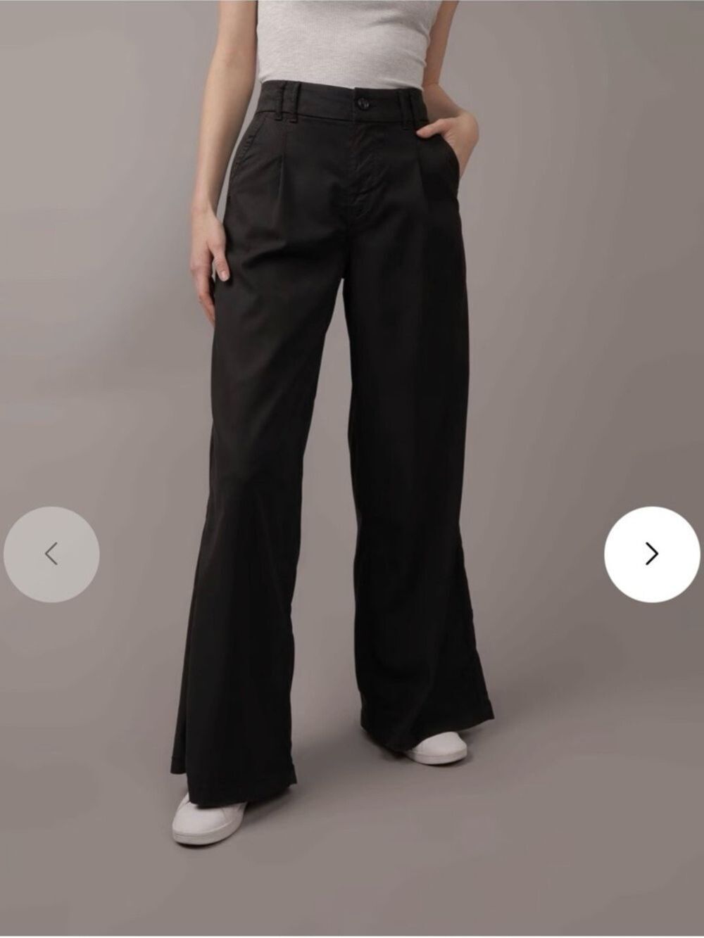 American Eagle Wide Leg Trouser High Waist Stretch Pleated Workwear Size 10